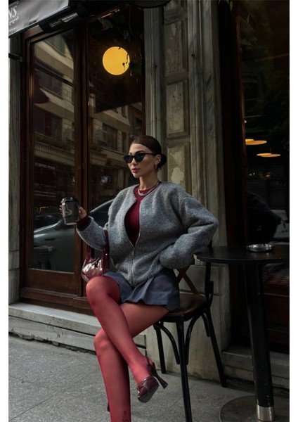 Munn Collection Kaşe Fermuarlı Bluz - Gri modelleri