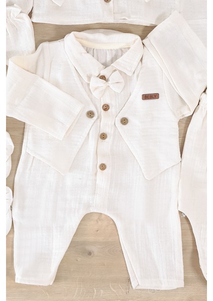 Erkek Bebek Yenidoğan Yelekli Yazlık ve Mevsimlik Müslin Mavi 10 Lu Lüks Hastane Çıkışı Zıbın Seti STL7013 modelleri