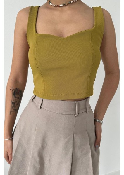 Munn Collection Yağ Yeşili Askılı Bluz fiyatları