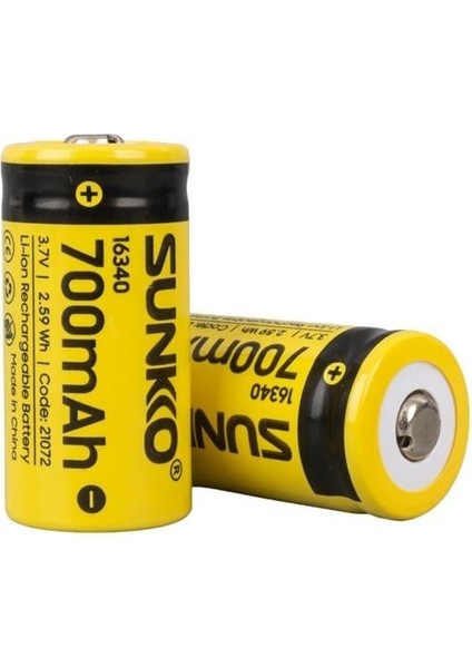 Sunkko 3.7 Volt 700 Mah 16340 Şarj Edilebilir Pil (Tekli)