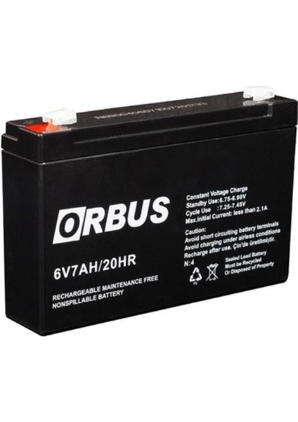 Orbus 6 Volt 7 Amper Kuru Akü (150 * 30 * 94 Mm)