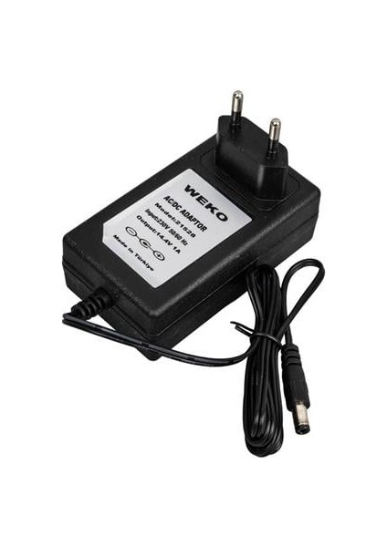 Weko 14.4 Volt - 1 Amper 5.5*2.5 Uçlu Plastik Işıklı Kasa Priz Tip Adaptör
