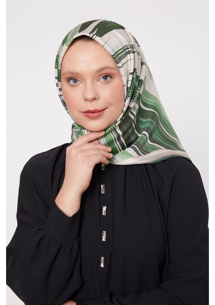 Yeşil Fırça Desen Trend Twill Eşarp fiyatları