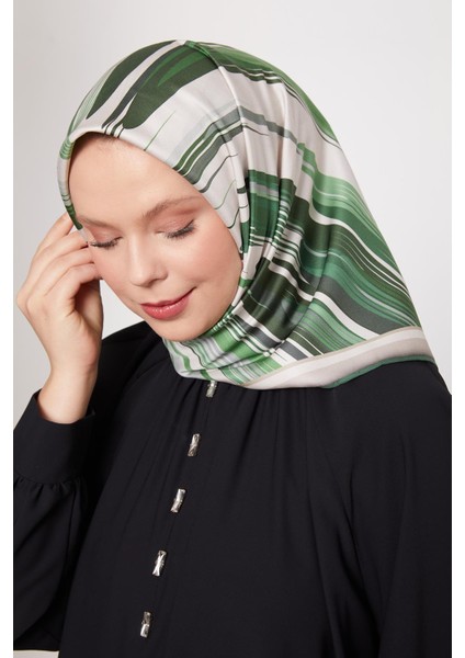 Yeşil Fırça Desen Trend Twill Eşarp fırsatları