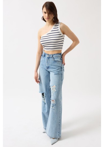 Tek Omuz Çizgili Crop modelleri