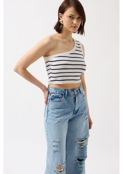 Tek Omuz Çizgili Crop indirimleri