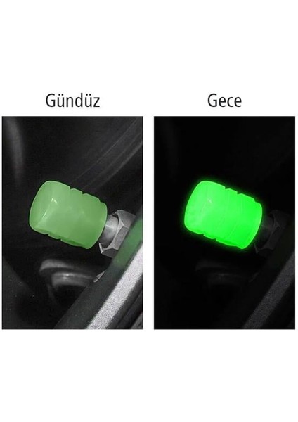 Sunup SN-21012 Yeşil Fosforlu Işık Saçan Lastik Sibop Kapak (Tekli)