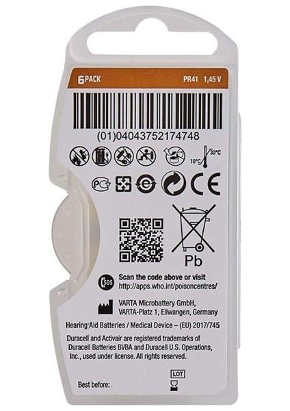Duracell 312 No Kulaklık Pili (6'lı Paket) fiyatları