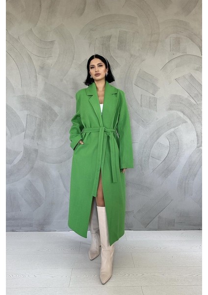 Munn Collection Yeşil Kuşaklı Midi Kaban