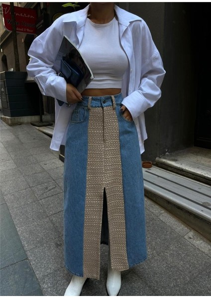 Kot Etek Parçalı Uzun Önden Yırtmaçlı - Bej fiyatları