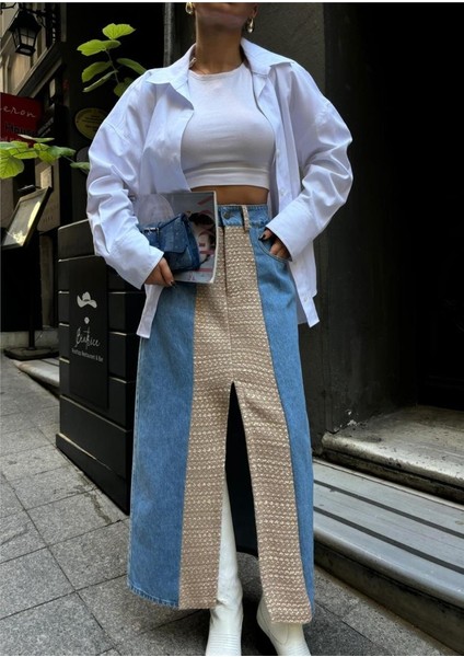 Kot Etek Parçalı Uzun Önden Yırtmaçlı - Bej fırsatları