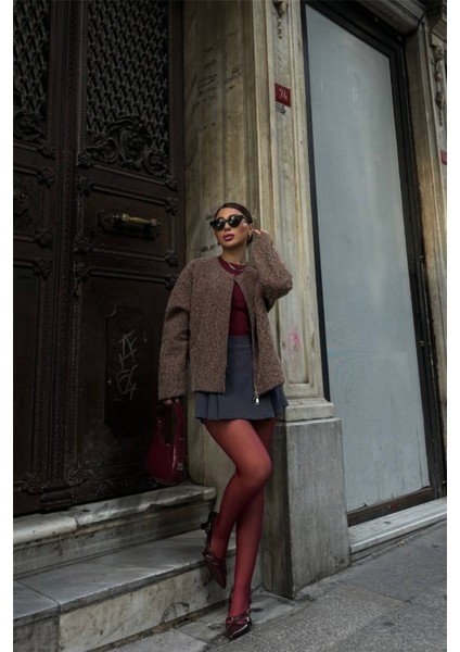 Munn Collection Kaşe Fermuarlı Bluz - Kahverengi fiyatları