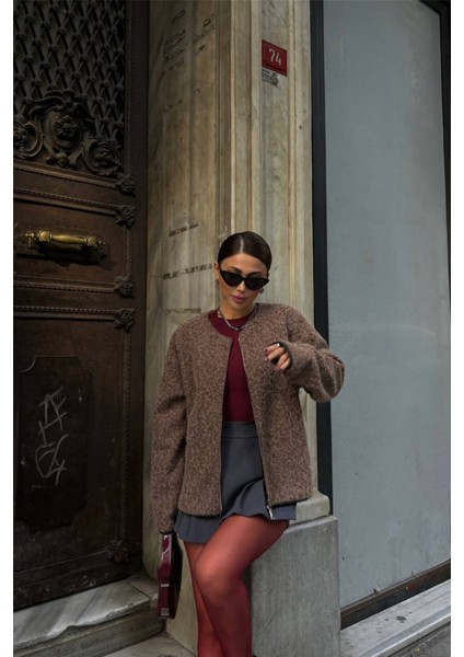 Munn Collection Kaşe Fermuarlı Bluz - Kahverengi fırsatları