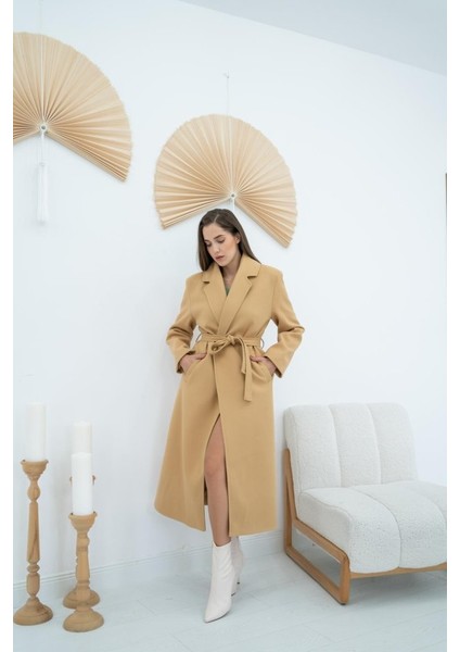 Munn Collection Camel Kuşaklı Midi Kaban