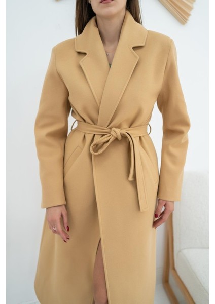 Camel Kuşaklı Midi Kaban modelleri