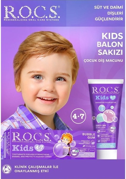 Kids Balon Sakızı Tadında 4-7 Yaş Florürsüz Diş Macunu 45 ml