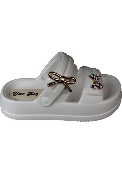 Akınalbella Siyah Beyaz Gri Kadın Taşlı Deniz Havuz Plag Gündelik Arkası Geçkili Terlik Topuk Boyu 4cm fiyatları