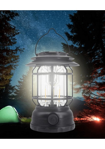 USB Şarjlı LED Kamp Lambası - Bluetooth Müzik Çalar, El Feneri ve Cep Telefonu Şarj Cihazı ( Lisinya )