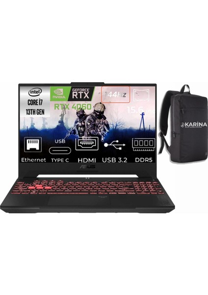Tuf Gaming F15 I7-13620H FX507VV-LP241-095 64GB 1tb+1tb RTX4060 8gb Windows 11 Pro 15.6" Full Hd Taşınabilir Bilgisayar