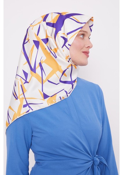 Sarı Crack Desen Trend Twill Eşarp