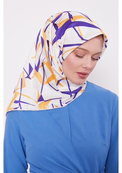 Sarı Crack Desen Trend Twill Eşarp