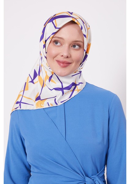 Sarı Crack Desen Trend Twill Eşarp