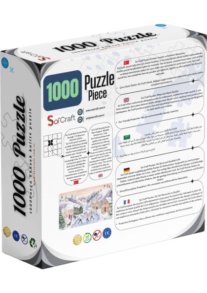 1000 Parça Puzzle Eğlenceli Karlı Köy