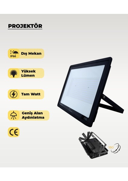 400W LED Projektör 3200K Sarı Işık