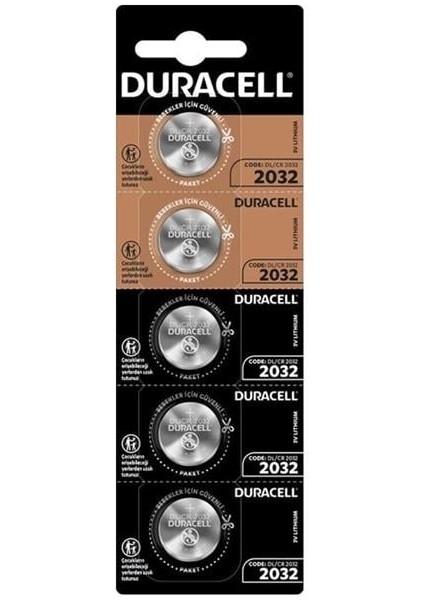Duracell CR2032 Lityum Düğme Pil (5'li Paket)