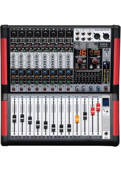 Dds D-8P2000 Fx Usb-Sd-Bluetooth Destekli 2X1000 Watt 8 Kanal Power Mixer