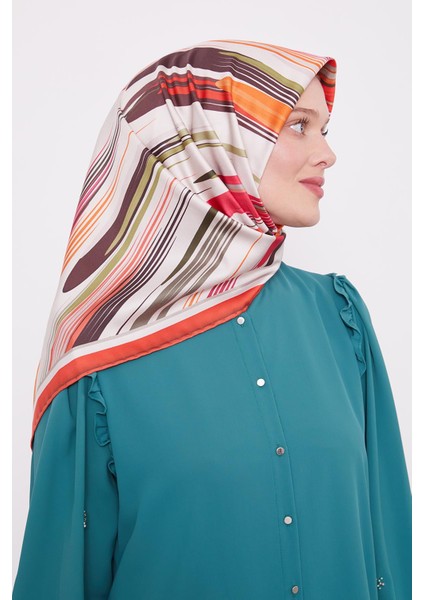 Fuşya Fırça Desen Trend Twill Eşarp