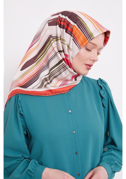 Fuşya Fırça Desen Trend Twill Eşarp