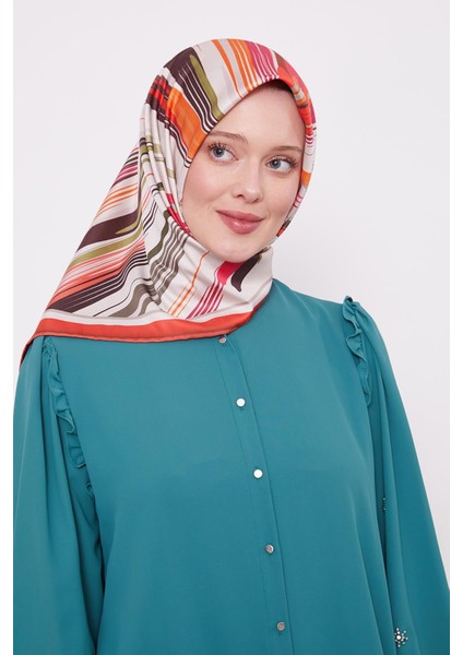 Fuşya Fırça Desen Trend Twill Eşarp