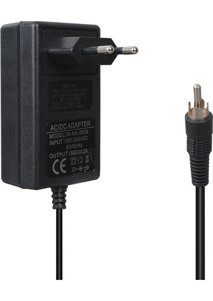 Powermaster PM-4735 16 Volt - 2 Amper Tos Fişli Rca Uçlu Priz Tipi Santral Adaptörü