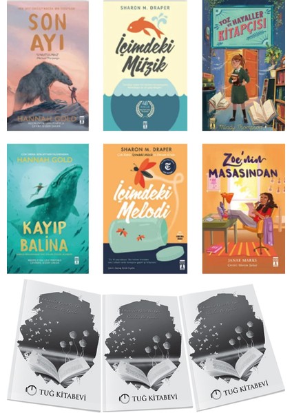 Son Ayı-Içimdeki Müzik-Toz ve Hayaller Kitapçısı-Kayıp Balina-Içimdeki Melodi-Zoenin Masasından 6lı Set + Hediyeli