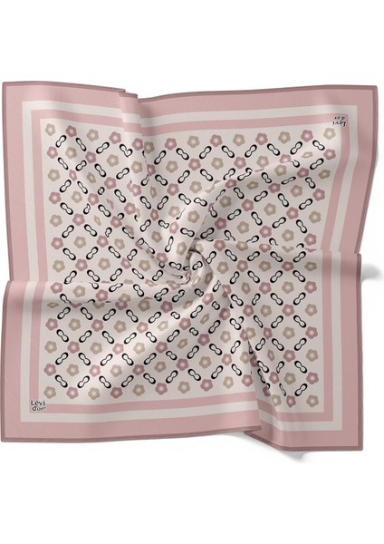 Pembe Papatya Desen Twill Ipek Eşarp