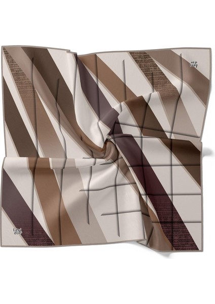 Mürdüm Şeritli Twill Ipek Eşarp