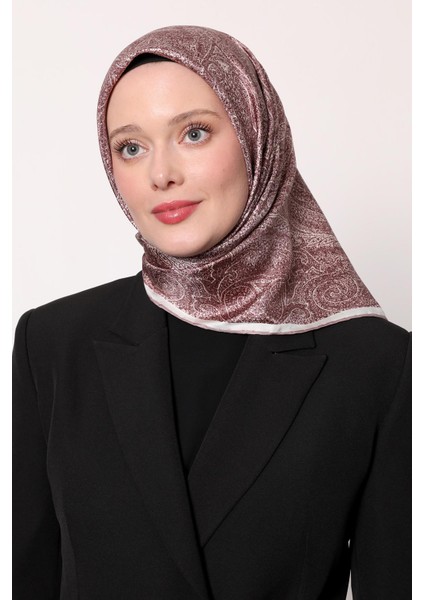 Pembe Soyut Etnik Desen Twill Ipek Eşarp modelleri
