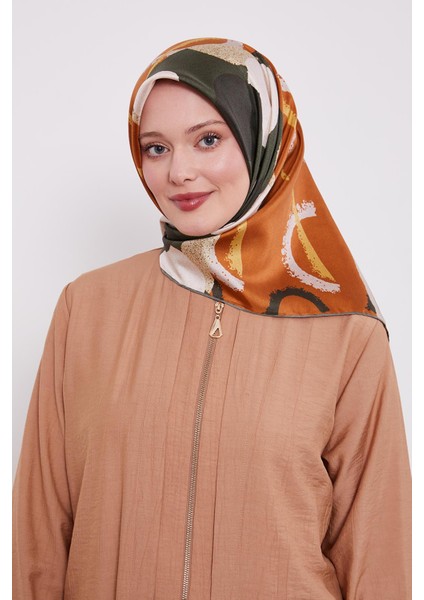 Yeşil Yuvarlak Desen Twill İpek Eşarp modelleri