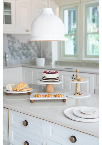 Mermer 4'lü Çeyizlik Sunum Tabak Seti