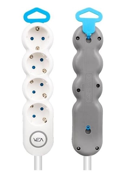 Vea VE-2S4S 4'lü 1.5 Metre Kablolu Anahtarlı Grup Priz