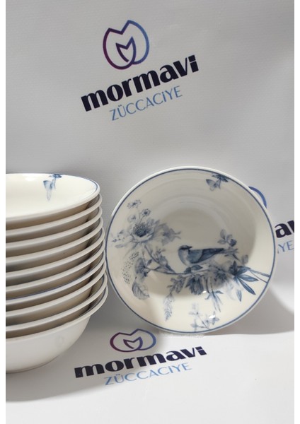 Porselen Kuş 12 Adet 14 cm (Küçük) Çorba Kase
