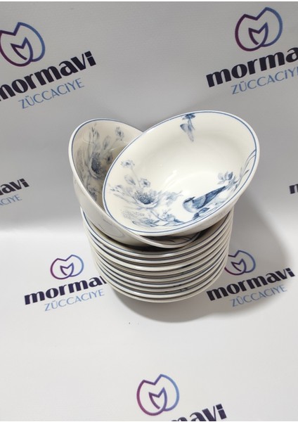 Porselen Kuş 12 Adet 14 cm (Küçük) Çorba Kase