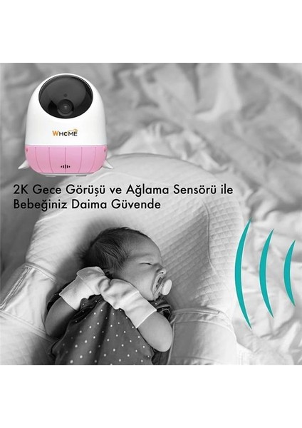 Whome Yapay Zeka Destekli 2k Ptz Gece Görüşlü Pembe Wifi Bebek Güvenlik Kamerası (128 GB Tf Kart Destekli)