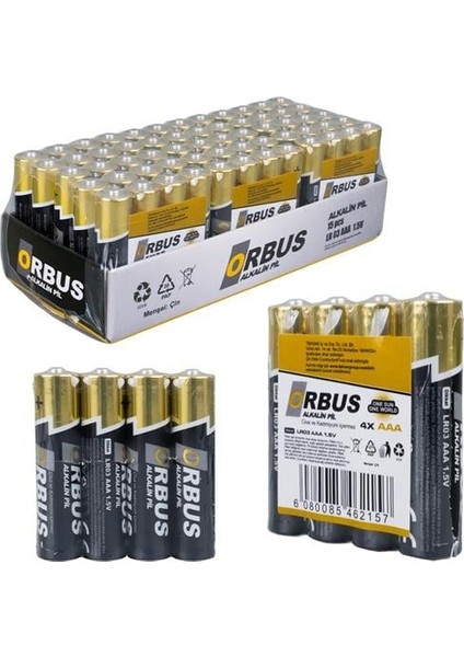Orbus ORB-LR03-4B 1.5V Aaa 60 Adet Alkalin Ince Kalem Pil