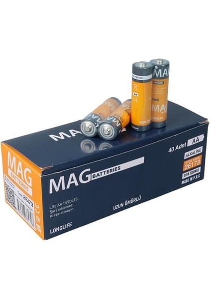 Mag Batteries MG-26173 Alkalin Aa 40'lı Paket Kalem Pil (Aa,lr6, Am-3) fırsatları