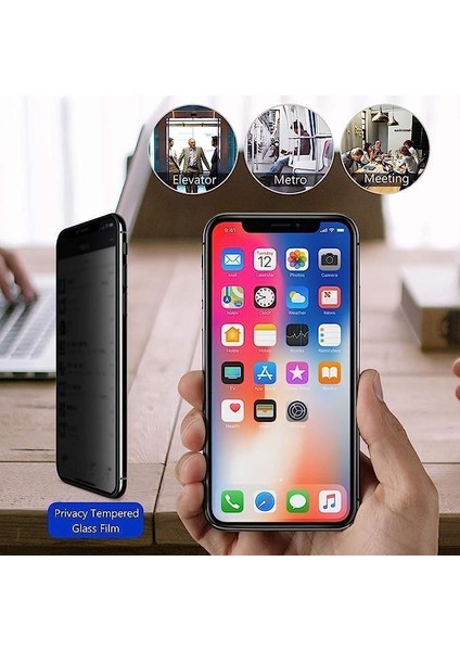 Es iPhone 15 Gizli Hayalet Ekran Koruyucu, Yandan Görünmeyen Full Ekran Koruyucu Cam, Tam Gizlilik Tam Koruma.