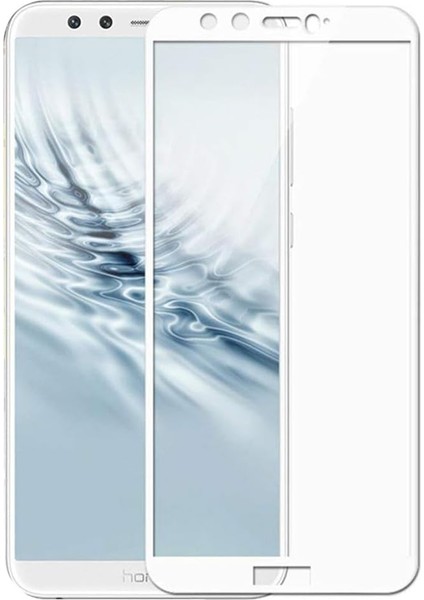 Huawei Honor 9 Lite Uyumlu Full Kaplayan Temperli 5d Ekran Koruyucu Cam (Beyaz)