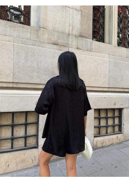 Jakarlı Gömlek -Şort Takım - Siyah fiyatları