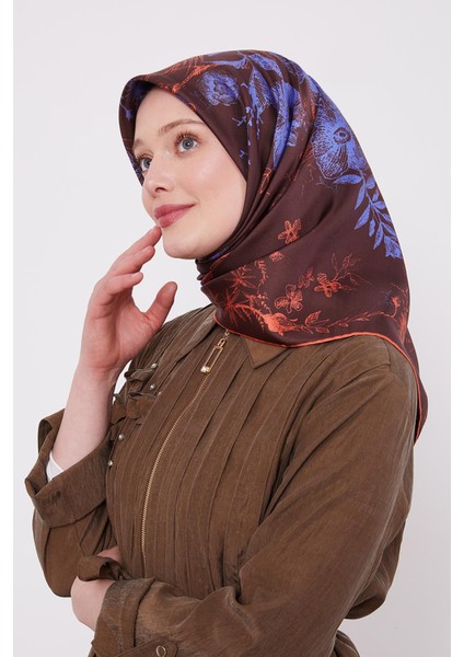 K.bordo Soyut Gül Desen Twill Ipek Eşarp